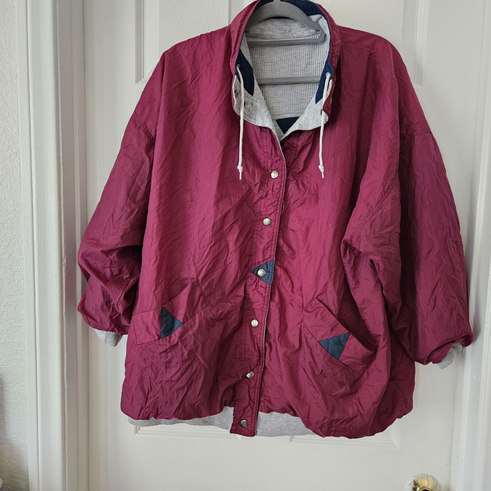 Vtg Reverseable Women's/Men's Burgundy Windbeaker